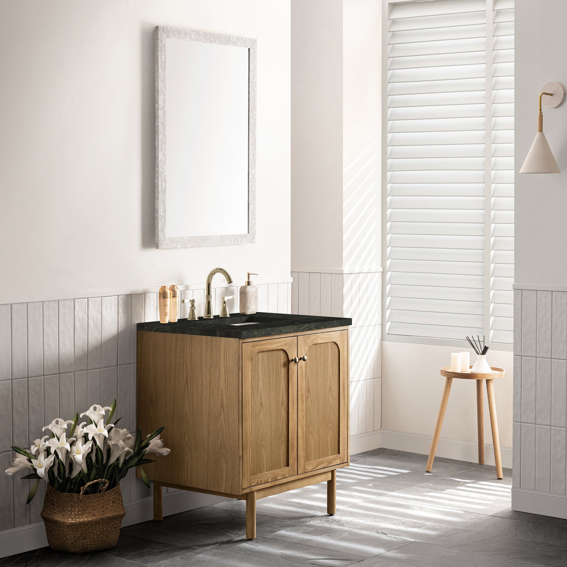 Renovate for Less Atlanta Laurent 30" Single Vanity, Light Natural Oak, w/ 3 CM Phantome Eclos Top