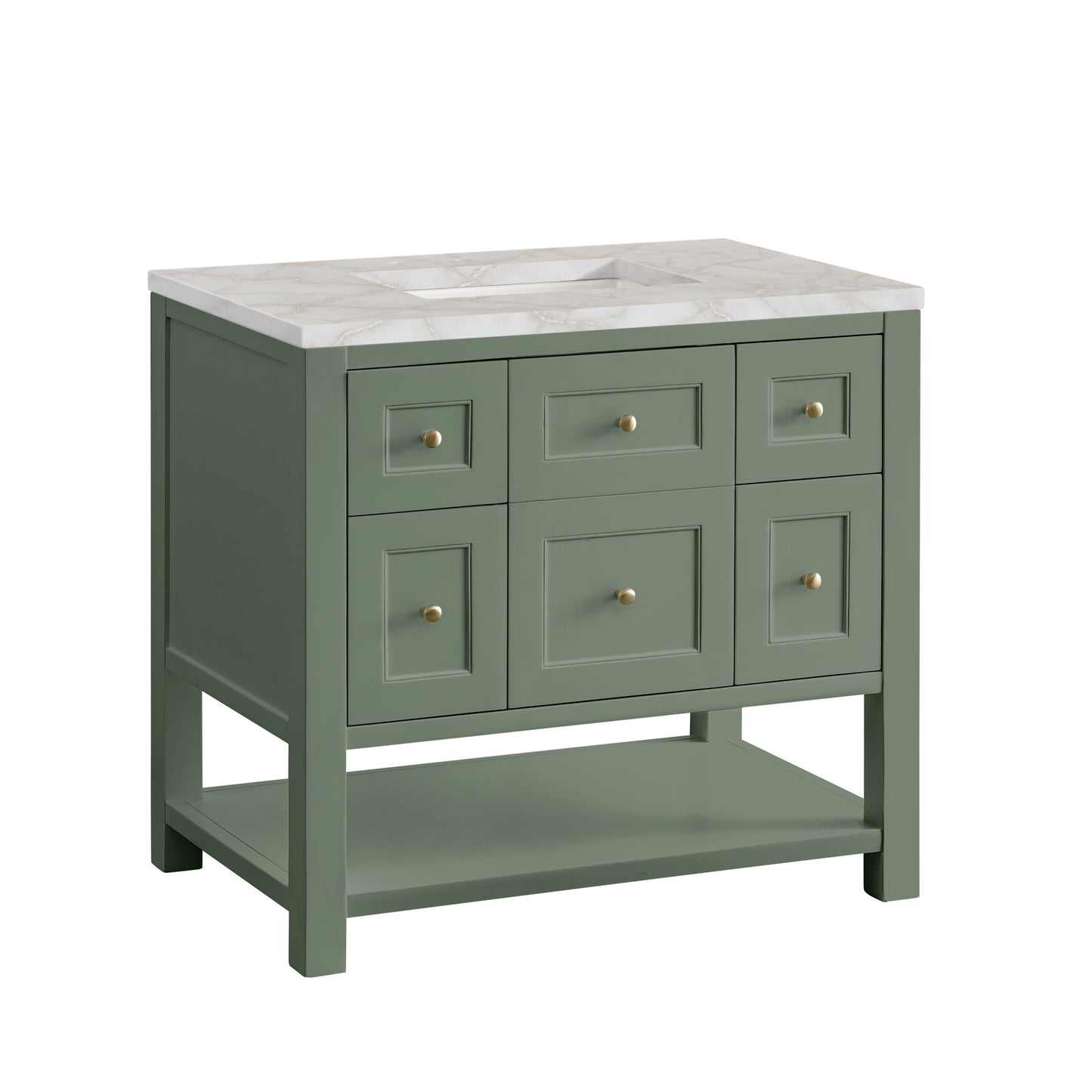 Renovate for Less Atlanta Breckenridge 36" Single Vanity, Smokey Celadon w/ 3 CM Victorian Silver Top