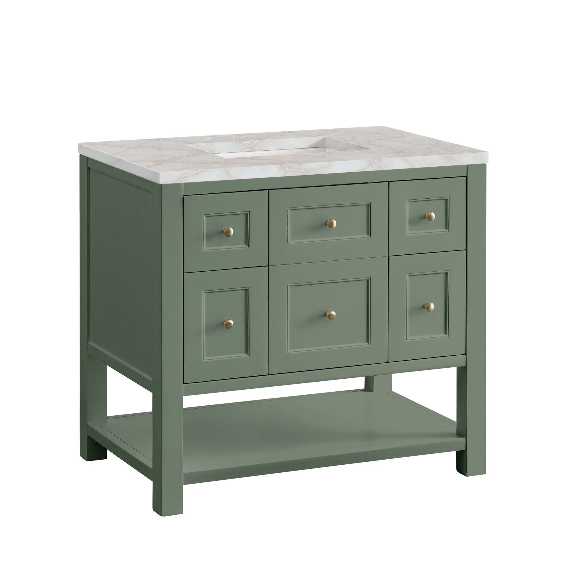 Renovate for Less Atlanta Breckenridge 36" Single Vanity, Smokey Celadon w/ 3 CM Victorian Silver Top