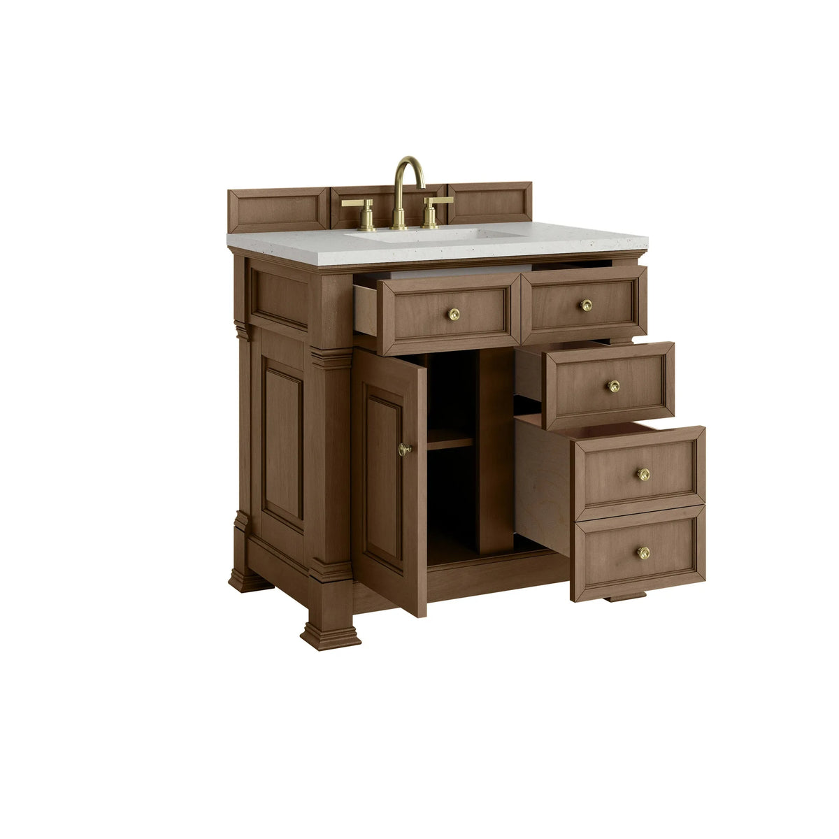 Brookfield 36" Single Vanity, Pecan w/ 3 CM Lime Delight Silestone Top