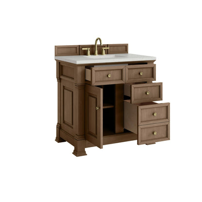 Brookfield 36" Single Vanity, Pecan w/ 3 CM Lime Delight Silestone Top