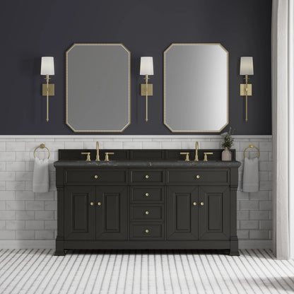 Brookfield 72" Double Vanity, Black Onyx w/ 3 CM Parisien Bleu Silestone Top