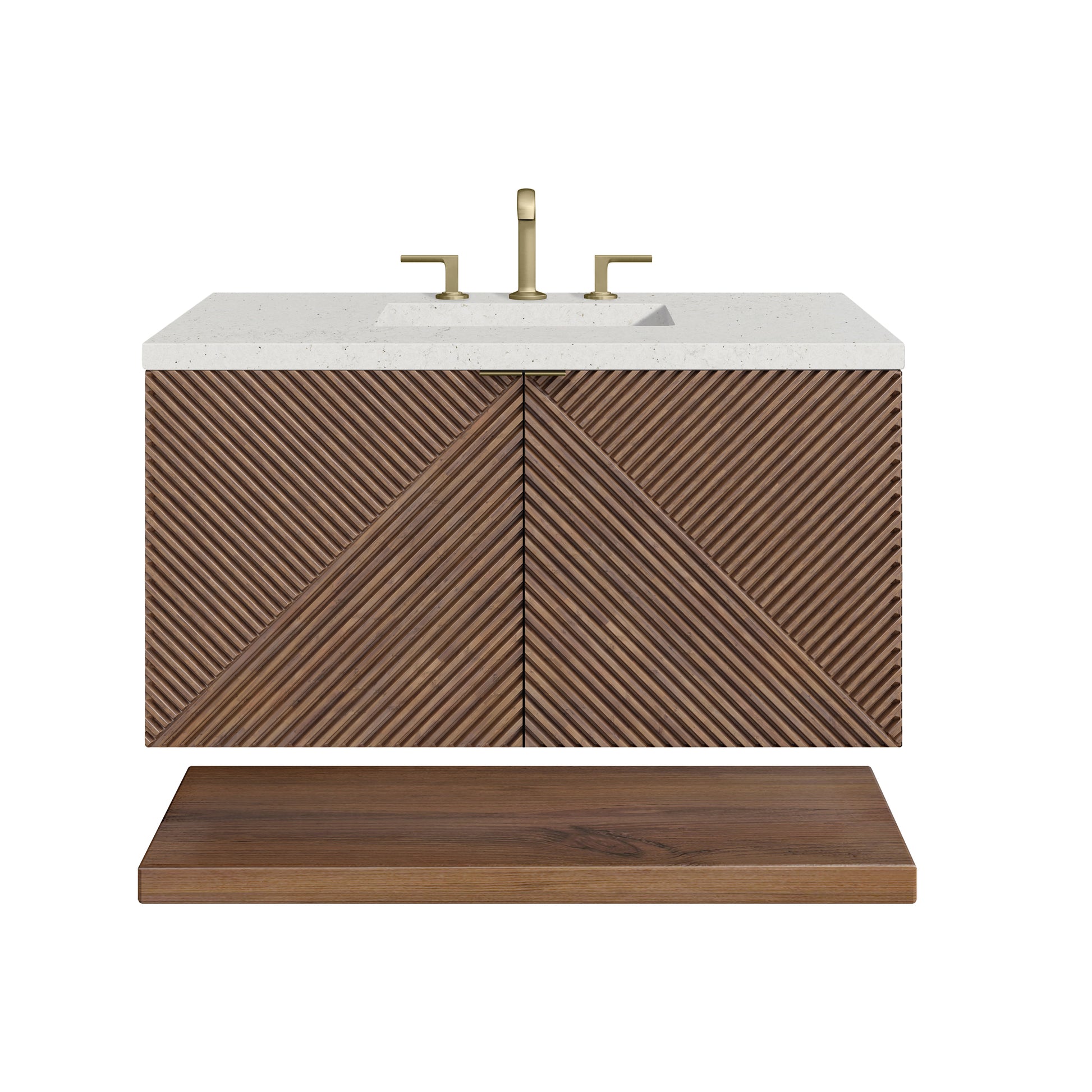 Renovate for Less Atlanta Marcello 36" Single Vanity, Chestnut w/ 3 CM Lime Delight Top