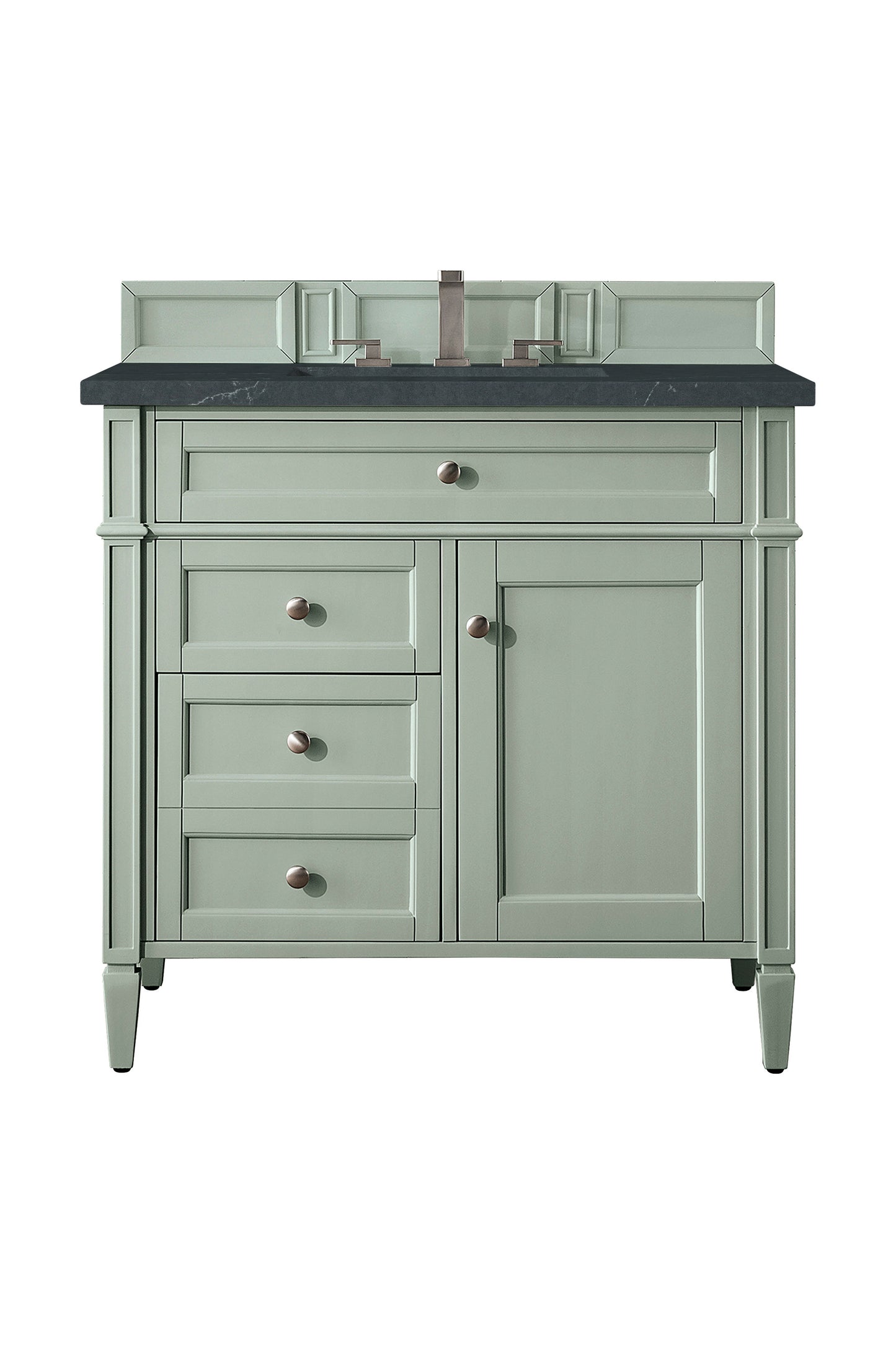 Renovate for Less Atlanta Brittany 36" Single Vanity, Sage Green w/ 3 CM Charcoal Soapstone Silestone Top
