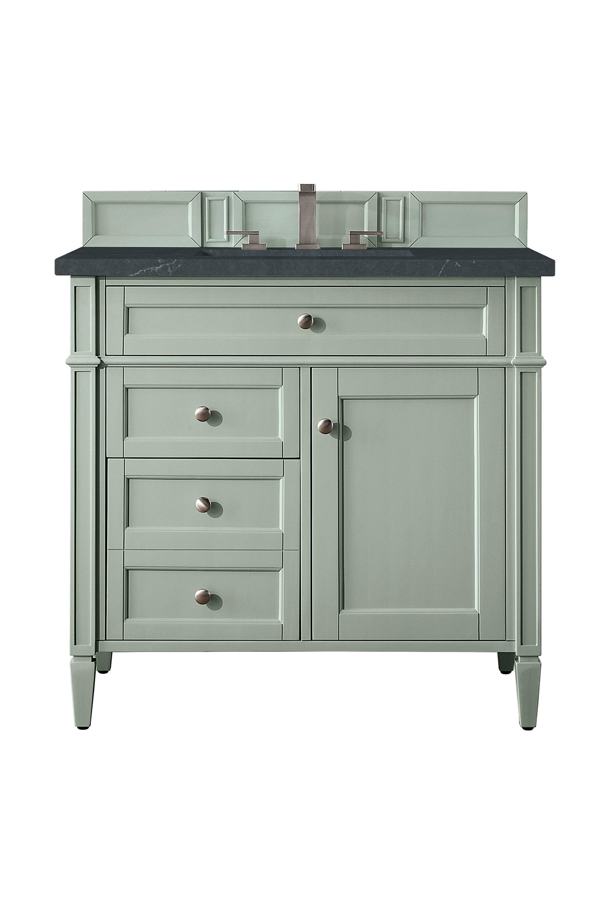 Renovate for Less Atlanta Brittany 36" Single Vanity, Sage Green w/ 3 CM Charcoal Soapstone Silestone Top