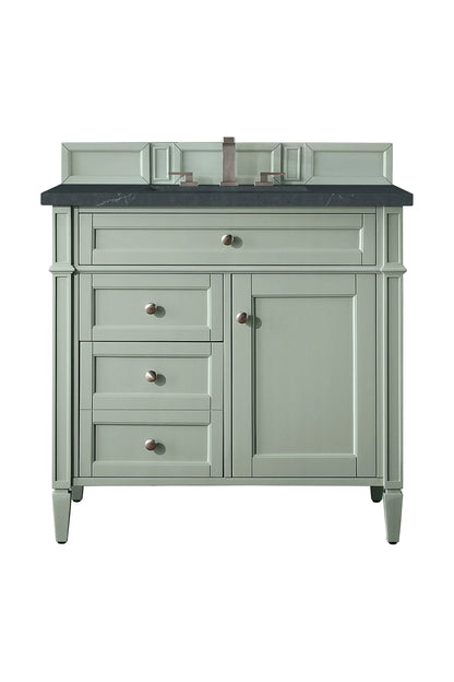 Brittany 36" Single Vanity, Sage Green w/ 3 CM Charcoal Soapstone Silestone Top