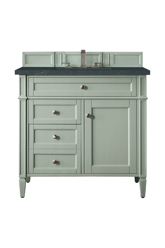 Brittany 36" Single Vanity, Sage Green w/ 3 CM Charcoal Soapstone Silestone Top