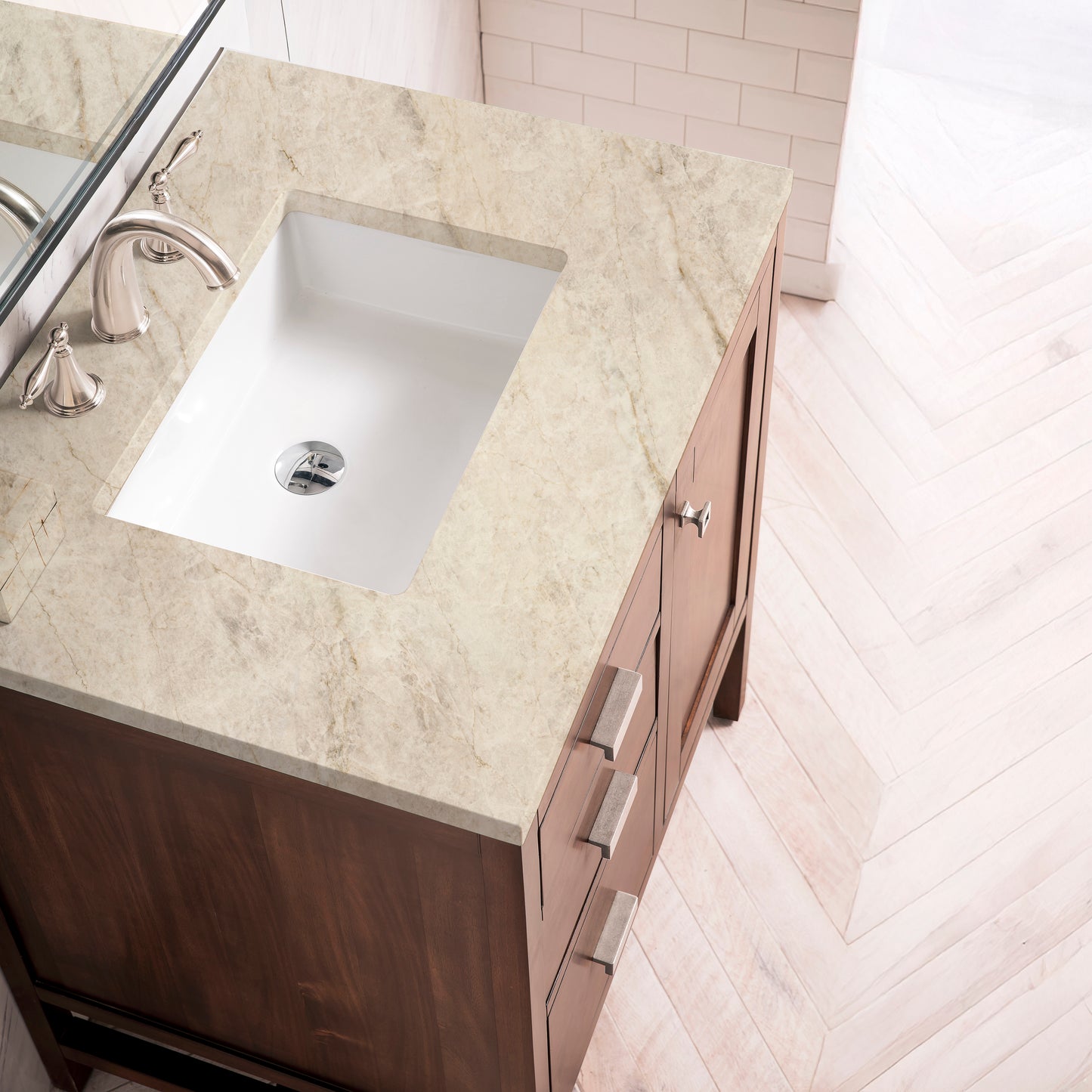 Renovate for Less Atlanta Addison 30" Single Vanity, Mid-Century Acacia, w/ 3 CM Tajnar Eclos Top