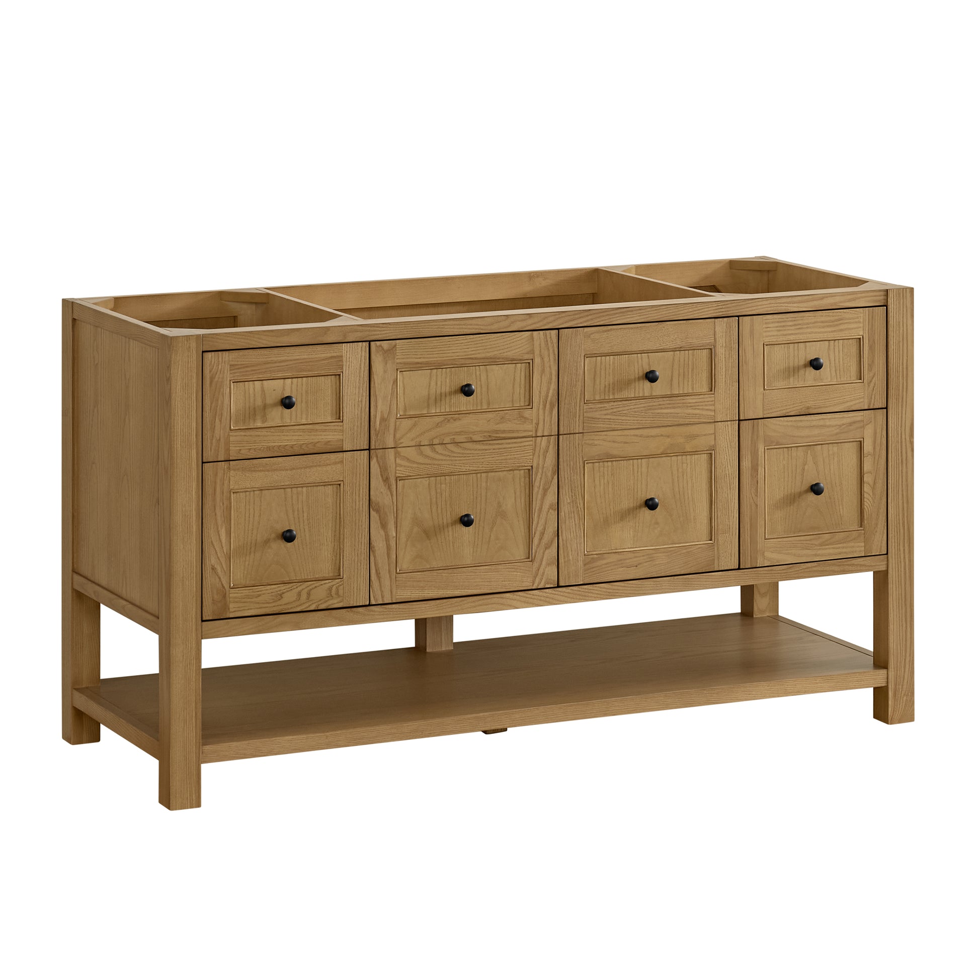 Renovate for Less Atlanta Breckenridge 60" Single Vanity, Light Natural Oak, w/ 3 CM Tajnar Eclos Top w/FreePower Wireless Charger