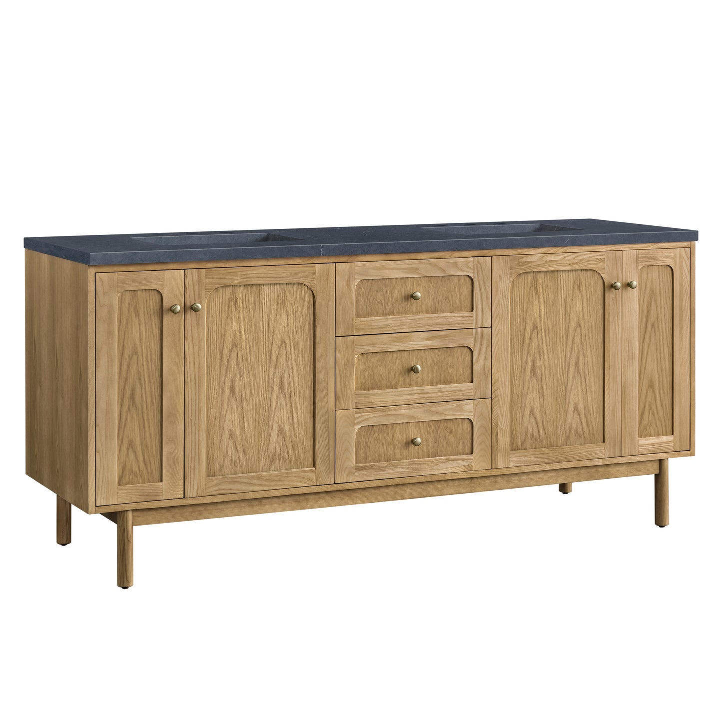 Renovate for Less Atlanta Laurent 72" Double Vanity, Light Natural Oak w/ 3 CM Charcoal Soapstone Top