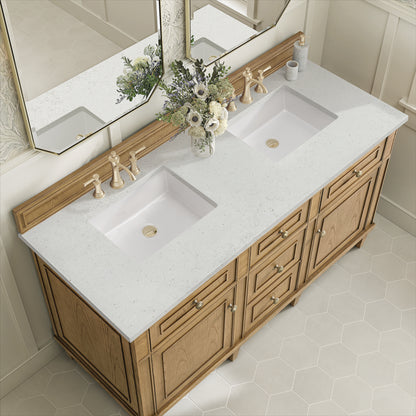 Renovate for Less Atlanta Lorelai 60" Double Vanity, Light Natural Oak w/ 3 CM Lime Delight Silestone Top