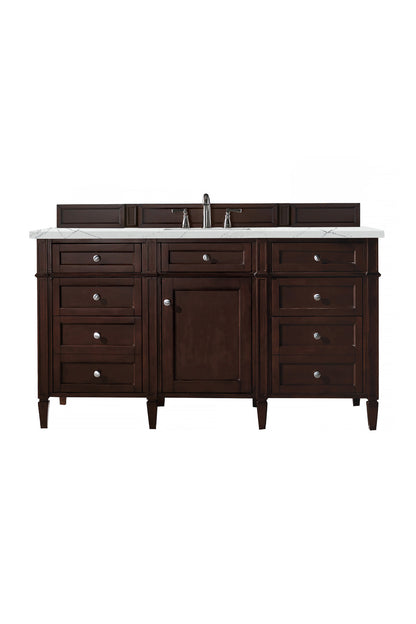 Renovate for Less Atlanta Brittany 60" Single Vanity, Burnished Mahogany w/ 3 CM Ethereal Noctis Silestone Top w/FreePower Wireless Charger