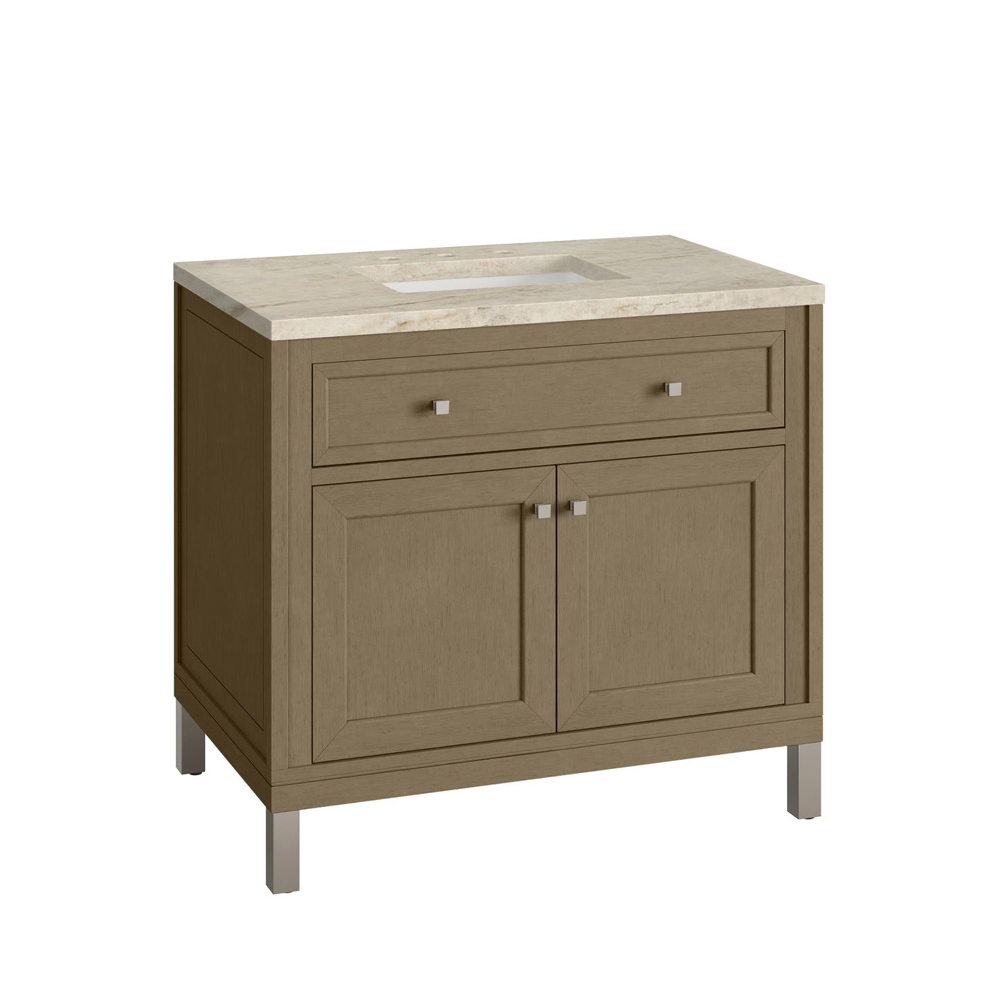 Renovate for Less Atlanta Chicago 36" Single Vanity, Walnut Whisper, w/ 3 CM Tajnar Eclos Top