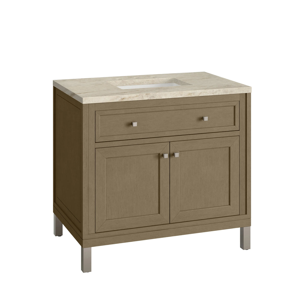 Chicago 36" Single Vanity, Walnut Whisper, w/ 3 CM Tajnar Eclos Top