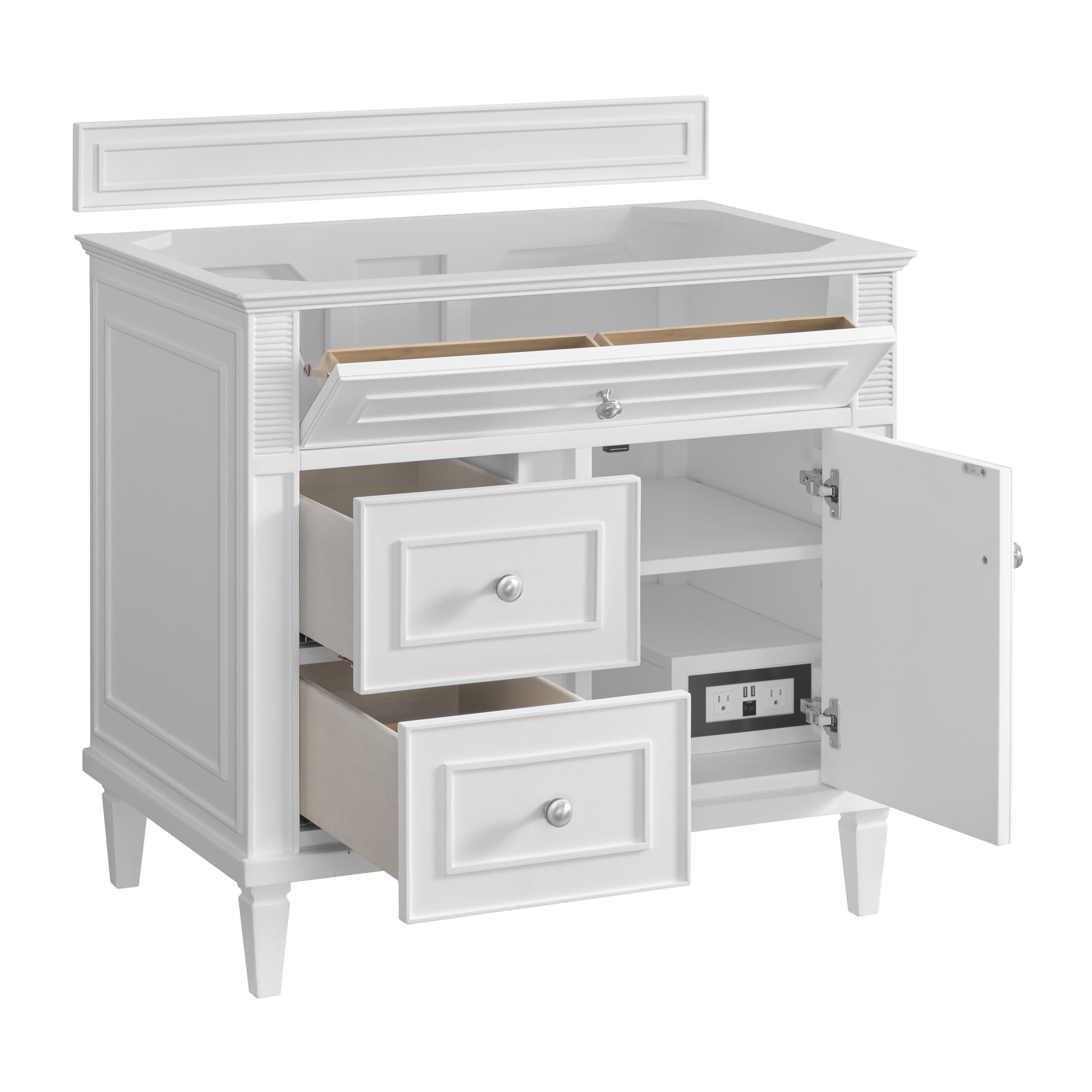 Renovate for Less Atlanta Lorelai 36" Single Vanity, Bright White w/ 3 CM Parisien Bleu Silestone Top