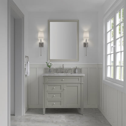 Renovate for Less Atlanta Brittany 36" Single Vanity, Urban Gray w/ 3 CM Victorian Silver Silestone Top