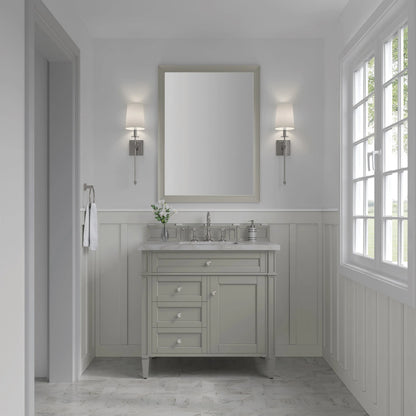 Brittany 36" Single Vanity, Urban Gray w/ 3 CM Victorian Silver Silestone Top