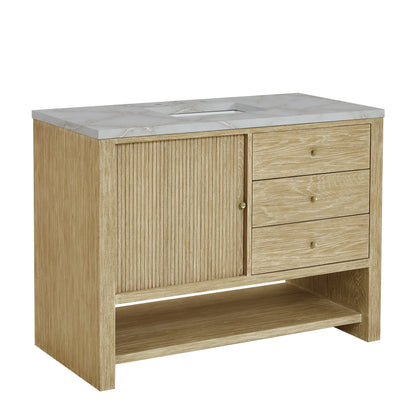 Marigot 48" Single Vanity, Sunwashed Oak w/ 3 CM Victorian Silver Silestone Top w/ FreePower Wireless Charger