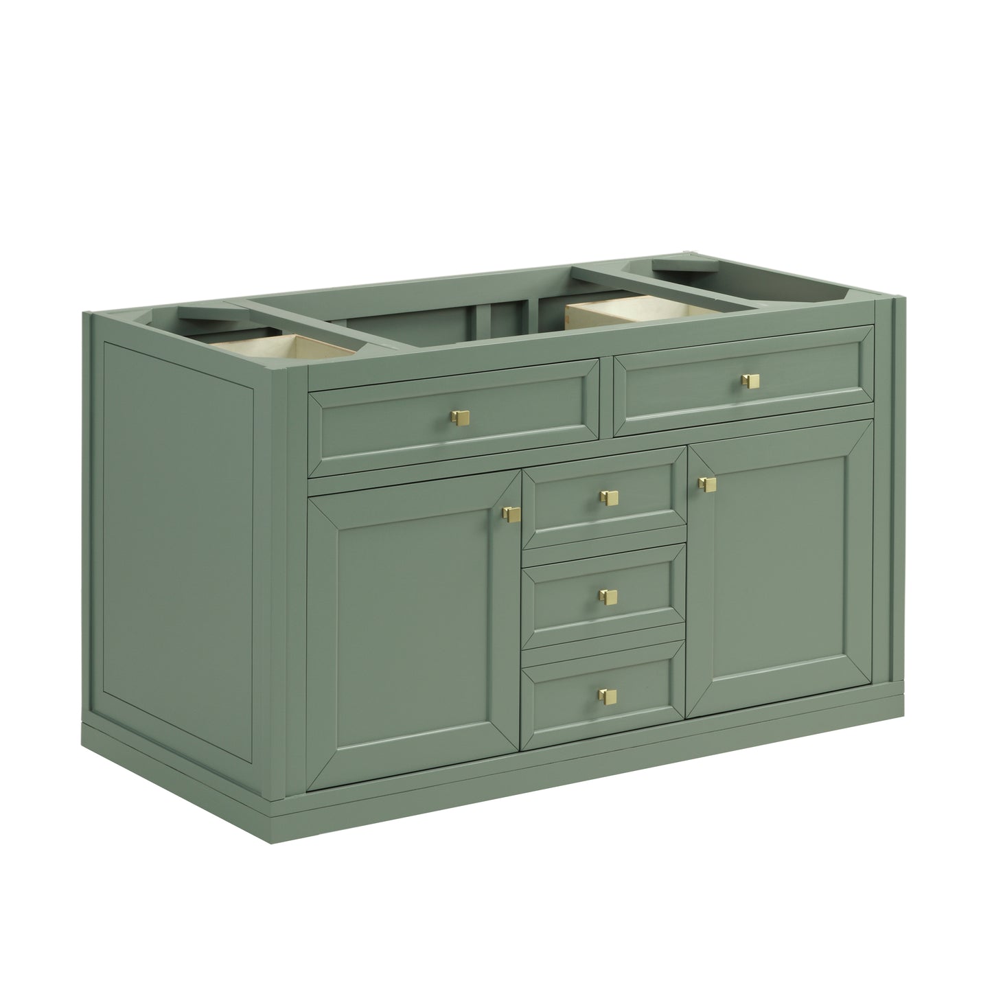 Renovate for Less Atlanta Chicago 48" Single Vanity, Smokey Celadon, w/ 3 CM Eternal Jasmine Pearl Silestone® Top w/FreePower Wireless Charger