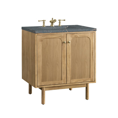 Renovate for Less Atlanta Laurent 30" Single Vanity, Light Natural Oak w/ 3 CM Parisien Bleu Top