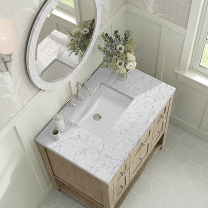 Renovate for Less Atlanta Breckenridge 36" Single Vanity, Whitewashed Oak w/ 3 CM Eternal Jasmine Pearl Silestone Top