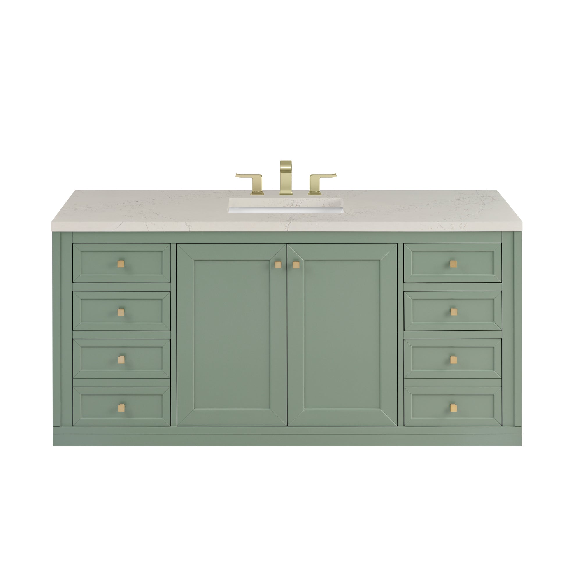 Renovate for Less Atlanta Chicago 60" Single Vanity, Smokey Celadon, w/ 3 CM Siberian Silestone Top