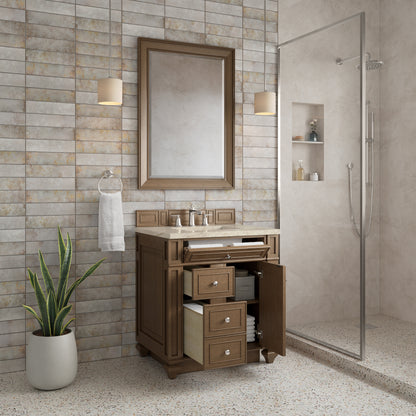 Renovate for Less Atlanta Bristol 30" Single Vanity, Saddle Brown, w/ 3 CM Tajnar Eclos Top