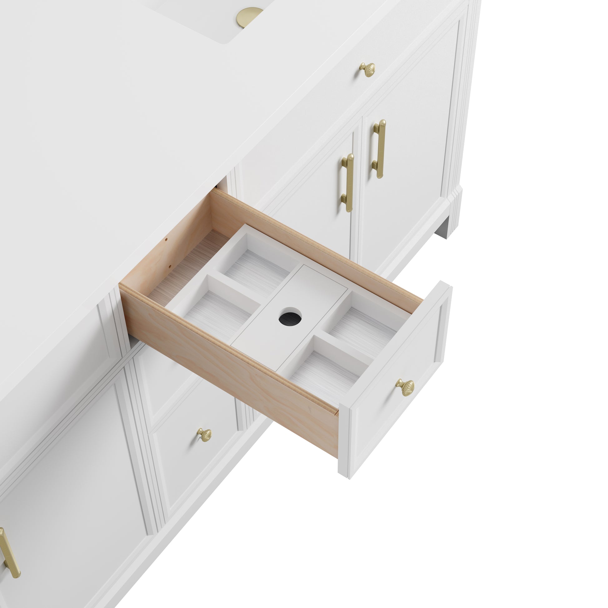 Renovate for Less Atlanta Bellshire 72" Double Vanity, Bright White w/ 3 CM Carrara Marble Top
