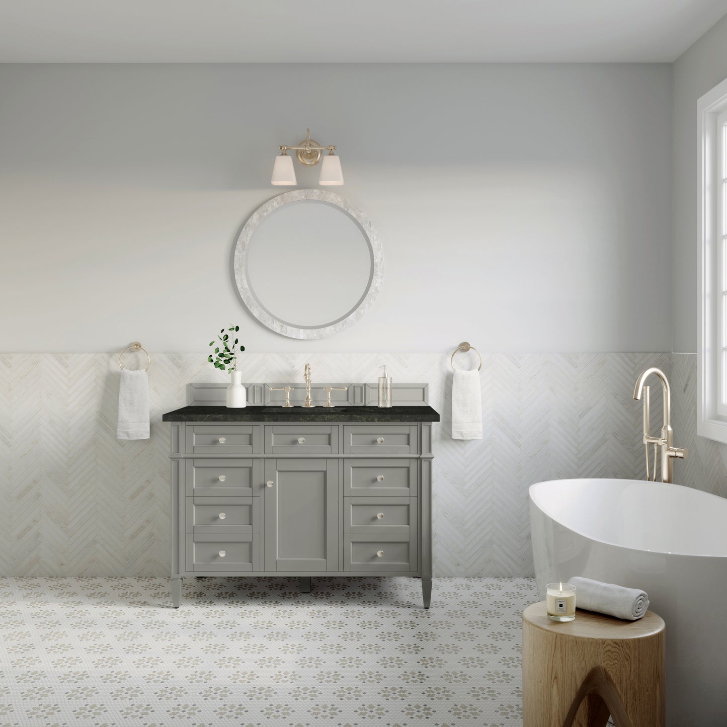 Renovate for Less Atlanta Brittany 48" Single Vanity, Urban Gray, w/ 3 CM Phantome Eclos Top