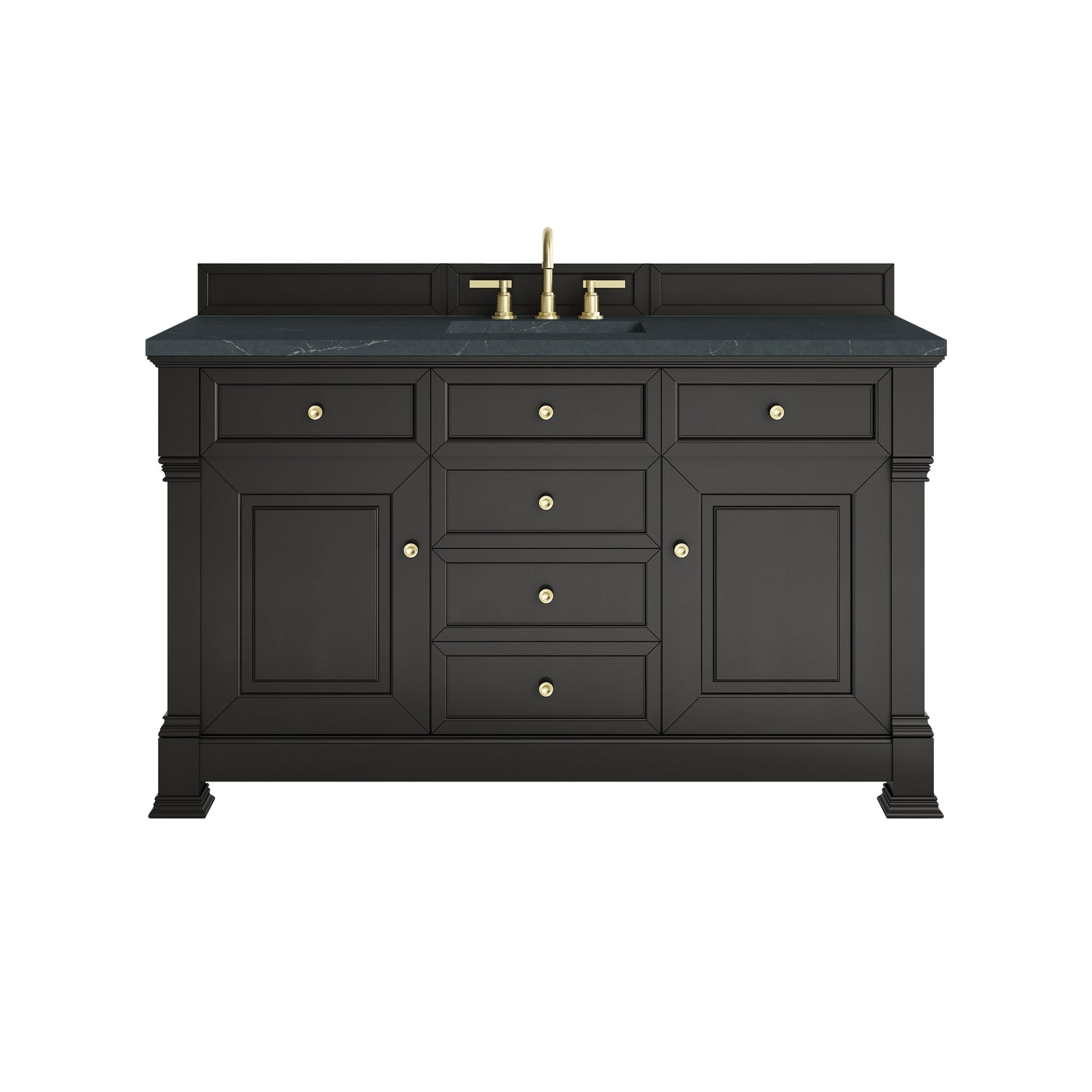 Renovate for Less Atlanta Brookfield 60" Single Vanity, Black Onyx w/3 CM Charcoal Soapstone Silestone Top