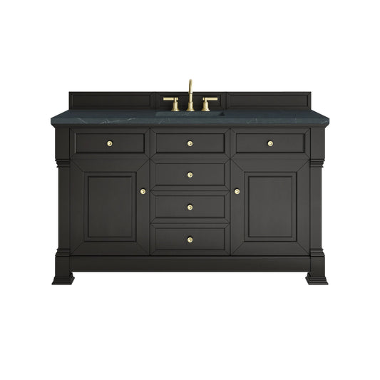 Brookfield 60" Single Vanity, Black Onyx w/3 CM Charcoal Soapstone Silestone Top
