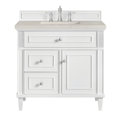 Renovate for Less Atlanta Lorelai 36" Single Vanity, Bright White, w/ 3 CM Siberian Silestone Top