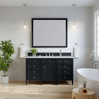 Brittany 60" Single Vanity, Black Onyx, w/ 3 CM Eternal Jasmine Pearl Silestone Top