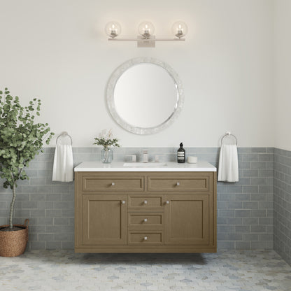 Renovate for Less Atlanta Chicago 48" Single Vanity, Walnut Whisper, w/ 3 CM White Zeus Silestone® Top