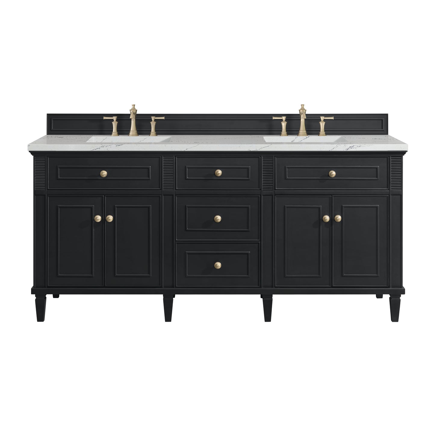 Renovate for Less Atlanta Lorelai 72" Double Vanity, Black Onyx w/ 3 CM Ethereal Noctis Silestone Top