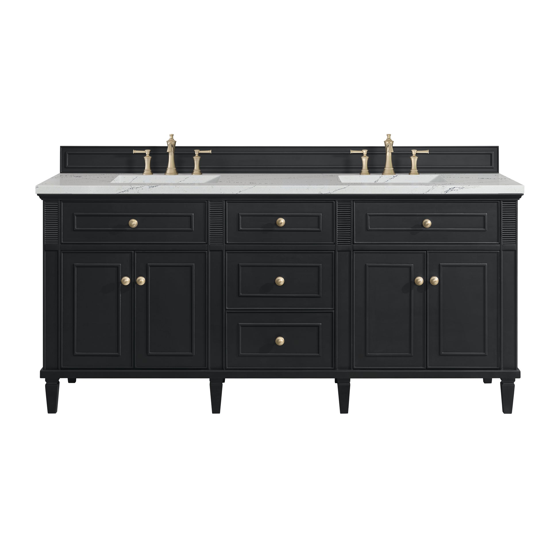 Renovate for Less Atlanta Lorelai 72" Double Vanity, Black Onyx w/ 3 CM Ethereal Noctis Silestone Top