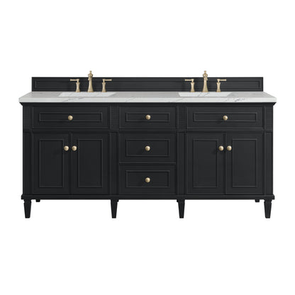 Renovate for Less Atlanta Lorelai 72" Double Vanity, Black Onyx w/ 3 CM Ethereal Noctis Silestone Top