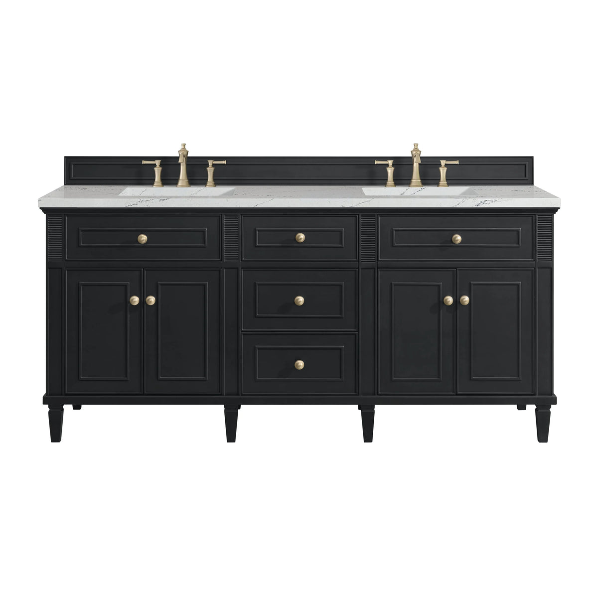 Lorelai 72" Double Vanity, Black Onyx w/ 3 CM Ethereal Noctis Silestone Top
