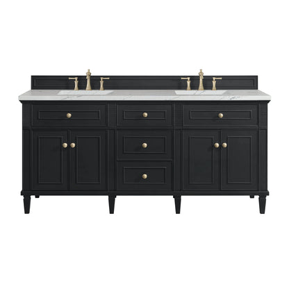 Lorelai 72" Double Vanity, Black Onyx w/ 3 CM Ethereal Noctis Silestone Top