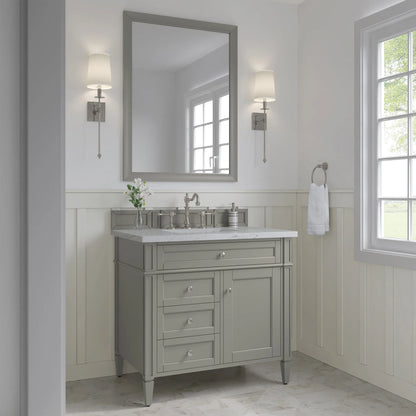 Brittany 36" Single Vanity, Urban Gray w/ 3 CM Ethereal Noctis Silestone Top