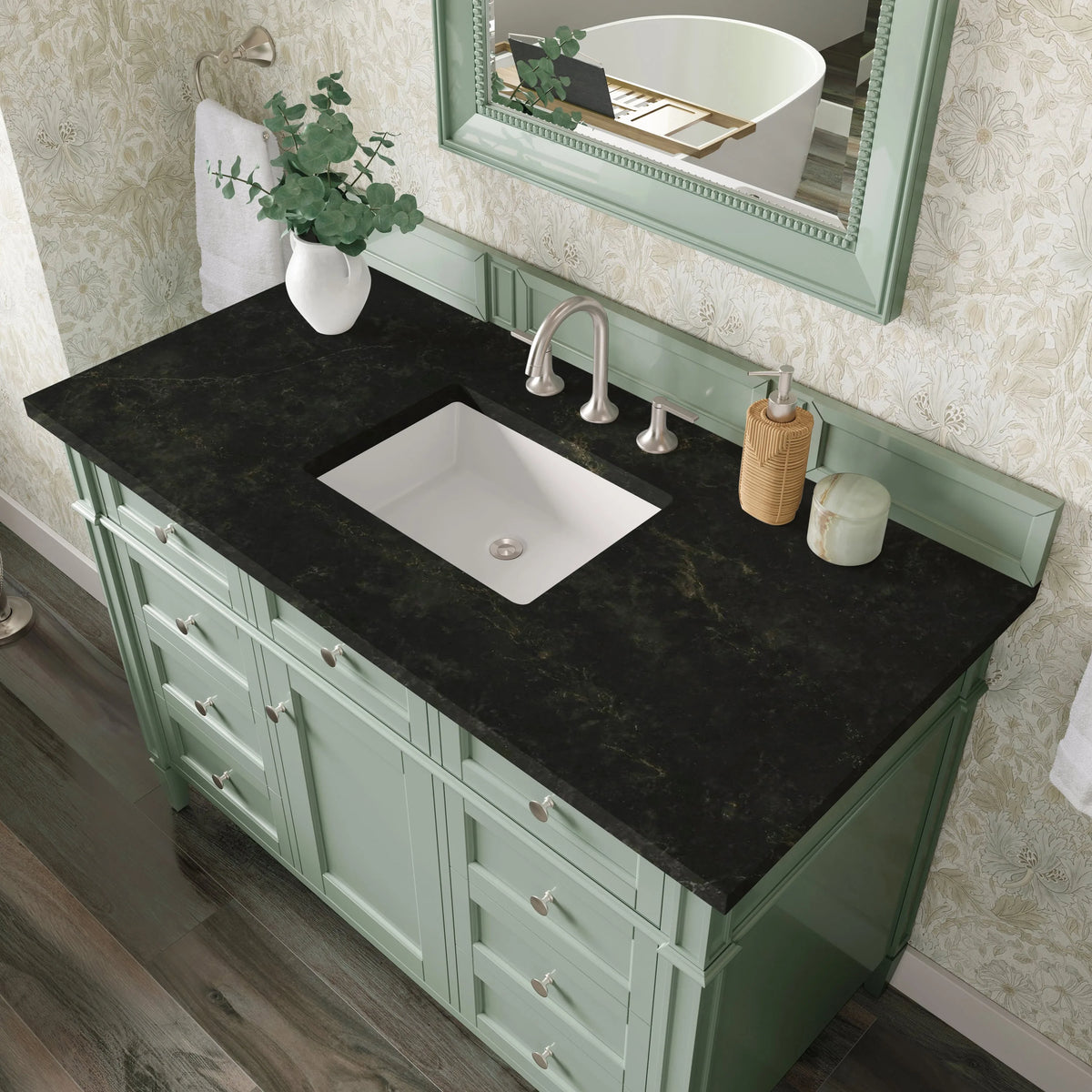 Brittany 48" Single Vanity, Sage Green, w/ 3 CM Phantome Eclos Top