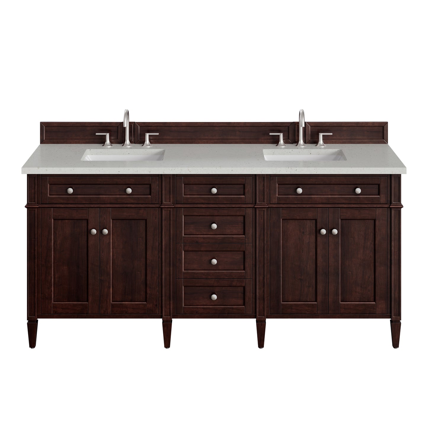 Renovate for Less Atlanta Brittany 72" Double Vanity, Burnished Mahogany w/ 3 CM Lime Delight Silestone Top