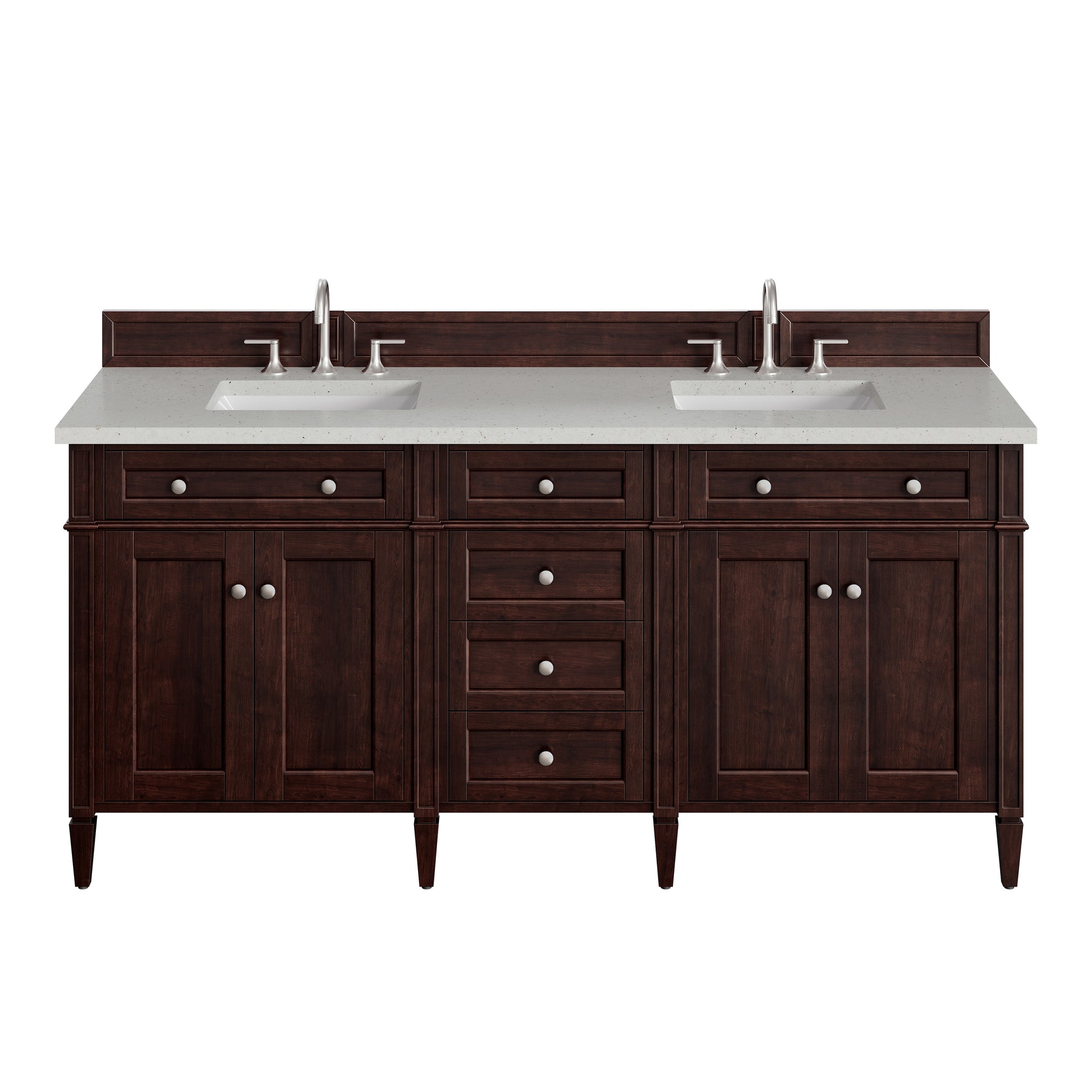 Renovate for Less Atlanta Brittany 72" Double Vanity, Burnished Mahogany w/ 3 CM Lime Delight Silestone Top