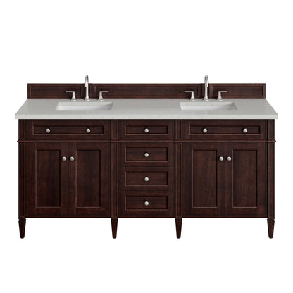 Renovate for Less Atlanta Brittany 72" Double Vanity, Burnished Mahogany w/ 3 CM Lime Delight Silestone Top