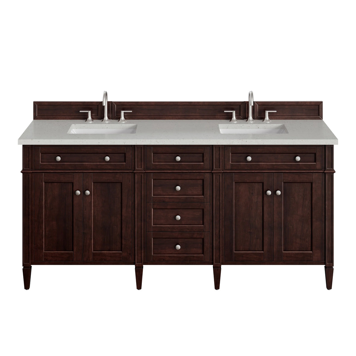 Brittany 72" Double Vanity, Burnished Mahogany w/ 3 CM Lime Delight Silestone Top