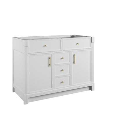 Renovate for Less Atlanta Bellshire 48" Single Vanity, Bright White w/ 3 CM Carrara Marble Top