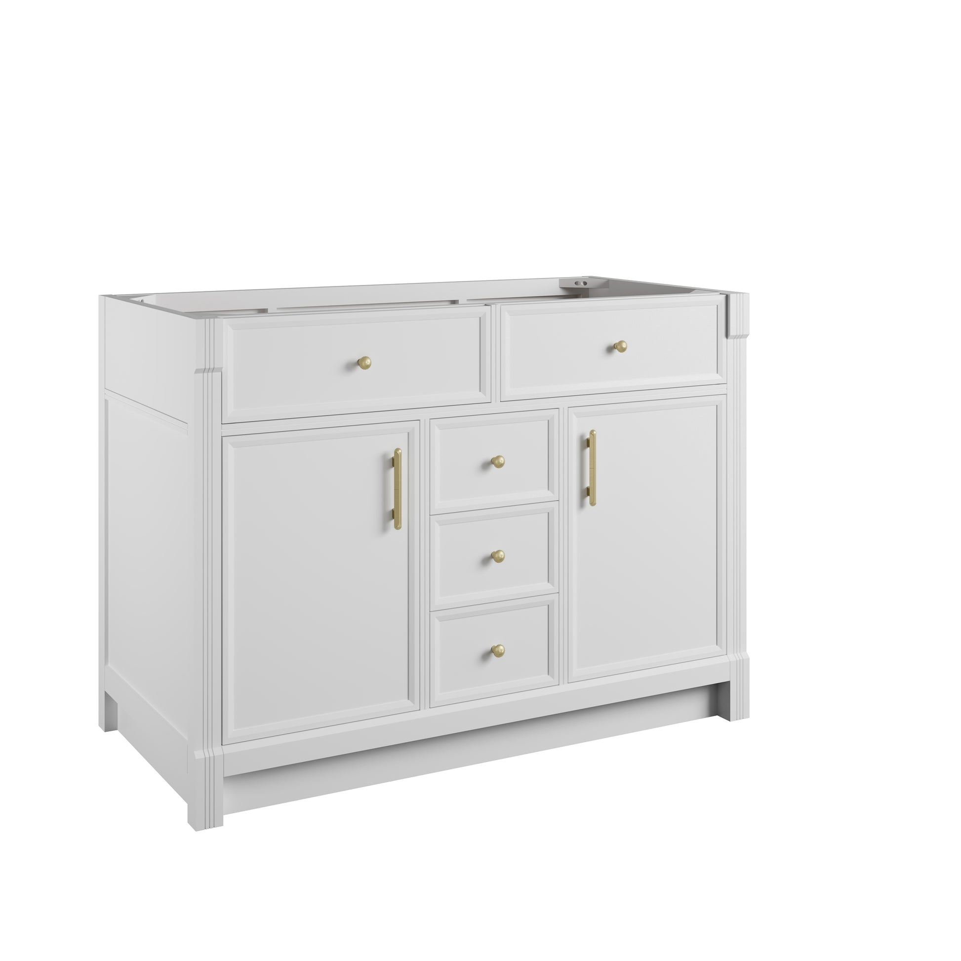 Renovate for Less Atlanta Bellshire 48" Single Vanity, Bright White w/ 3 CM Siberian Silestone Top w/FreePower Wireless Charger