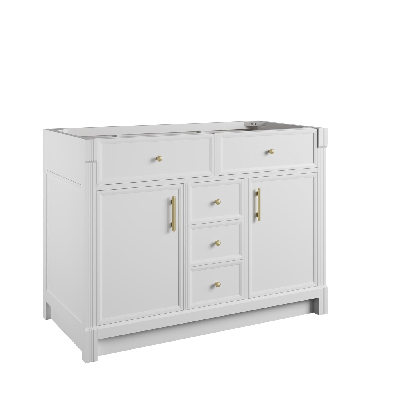 Renovate for Less Atlanta Bellshire 48" Single Vanity, Bright White w/ 3 CM Tajnar Eclos Top