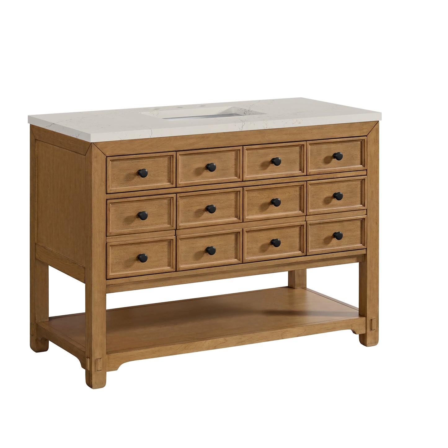 Renovate for Less Atlanta Malibu 48" Single Vanity, Amber Birch, w/ 3 CM Siberian Silestone Top