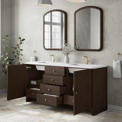 Renovate for Less Atlanta Gracyn 72" Double Vanity, Sable, w/ 3 CM White Zeus Quartz Top